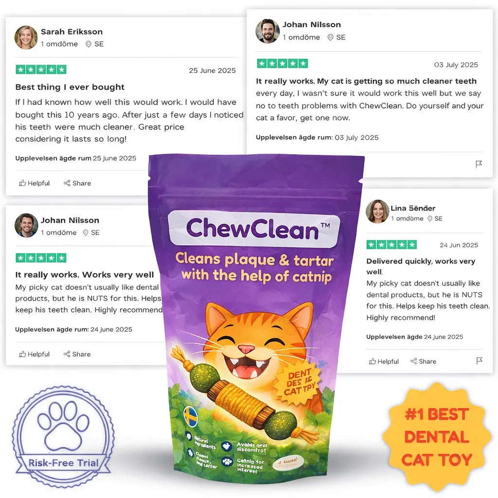 ChewClean™ Dental Stick for Cats – Cleans Teeth in Seconds Through Fun Play (4-Pack)