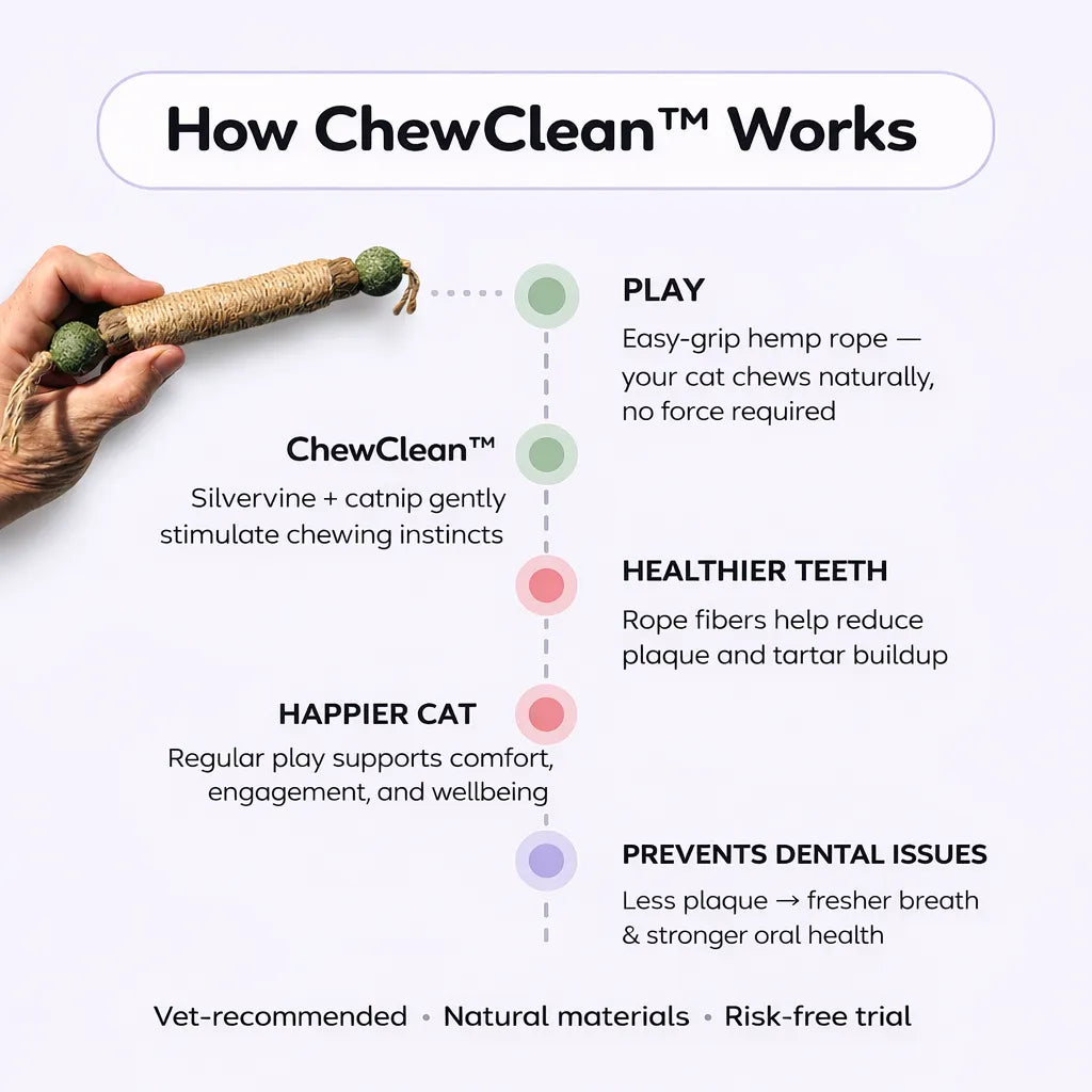ChewClean™ Dental Stick for Cats – Cleans Teeth in Seconds Through Fun Play (4-Pack)