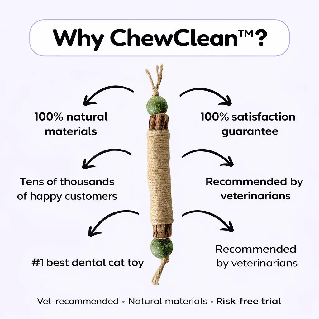 ChewClean™ Dental Stick for Cats – Cleans Teeth in Seconds Through Fun Play (4-Pack)