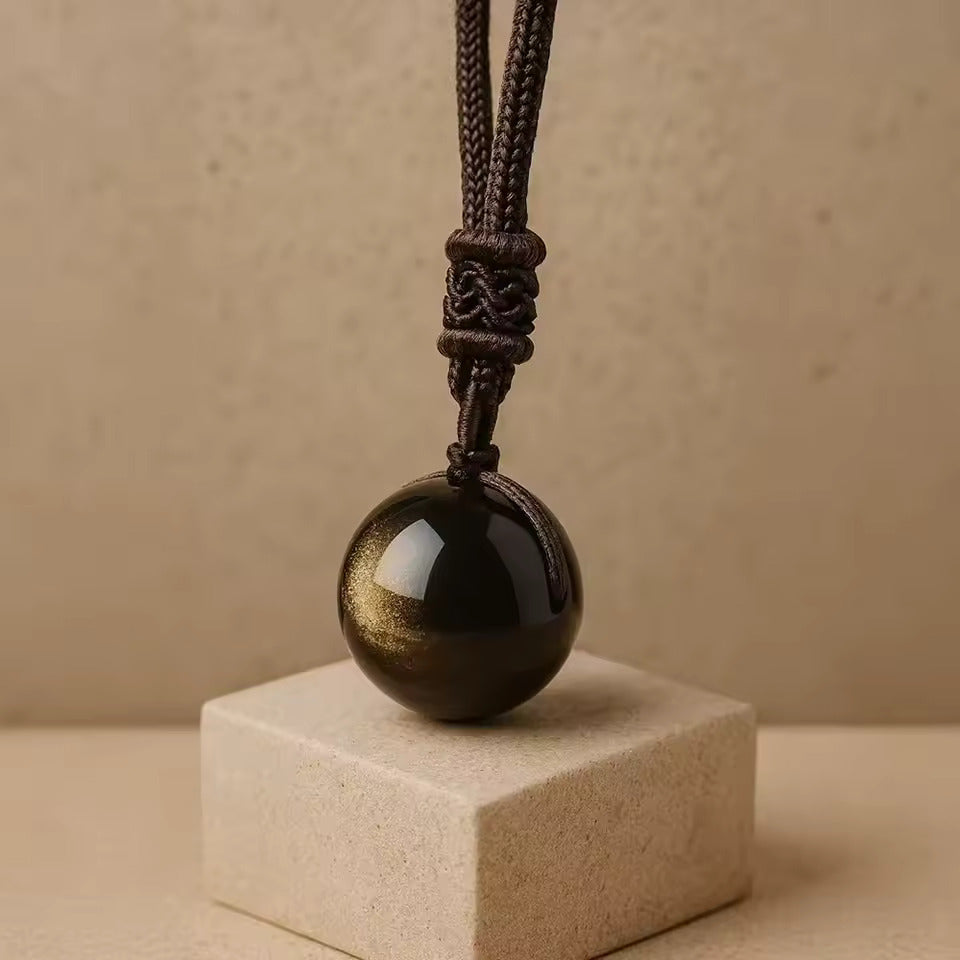 “Zenveil” Obsidian Pendant