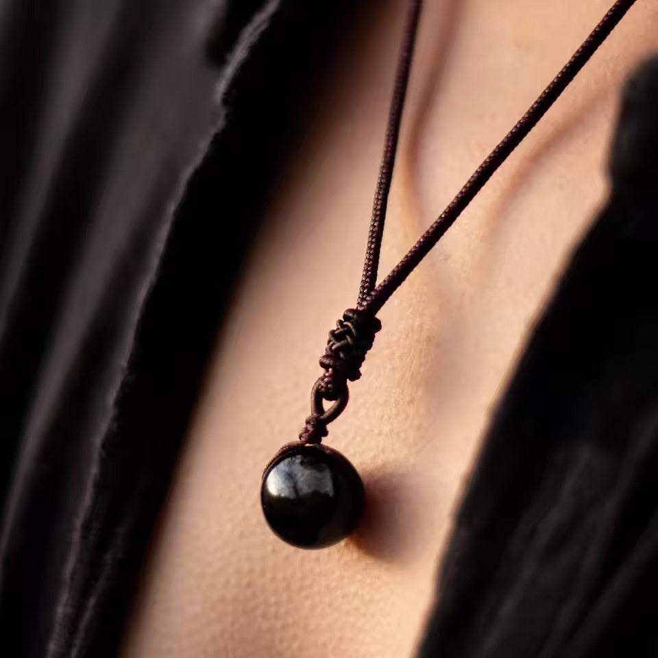 “Zenveil” Obsidian Pendant